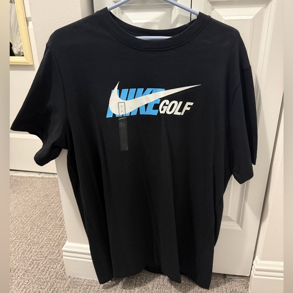 Men’s Nike Golf Black T-Shirt with Blue and White Logo